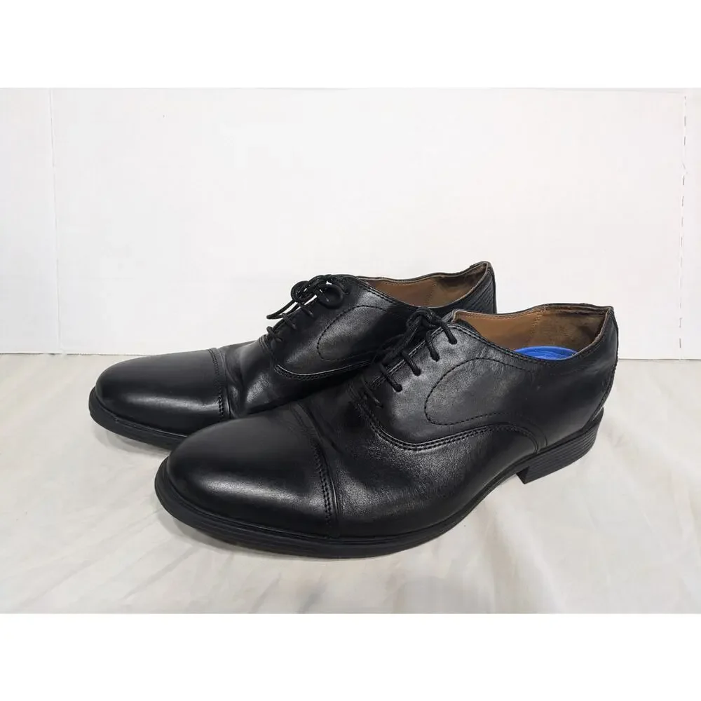 Clarks Dress Shoes Men's 10.5 Black Leather Tilden Oxford Walk Lace Up 15770